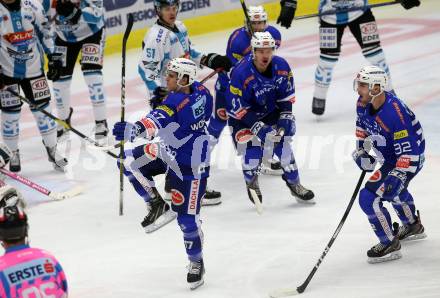 EBEL. Eishockey Bundesliga. EC VSV gegen EHC Liwest Black Wings Linz. Torjubel Wohlfahrt Philipp (VSV). Villach, am 28.10.2018.
Foto: Kuess 


---
pressefotos, pressefotografie, kuess, qs, qspictures, sport, bild, bilder, bilddatenbank