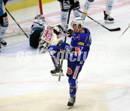 EBEL. Eishockey Bundesliga. EC VSV gegen EHC Liwest Black Wings Linz. Torjubel Wohlfahrt Philipp (VSV). Villach, am 28.10.2018.
Foto: Kuess 


---
pressefotos, pressefotografie, kuess, qs, qspictures, sport, bild, bilder, bilddatenbank
