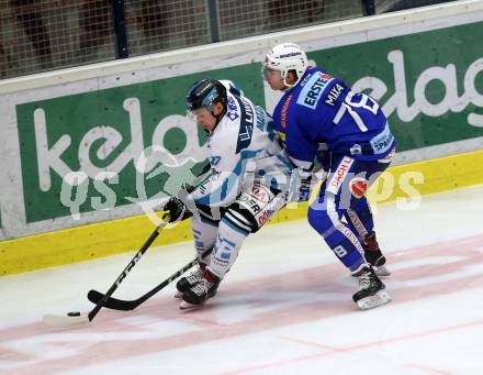 EBEL. Eishockey Bundesliga. EC VSV gegen EHC Liwest Black Wings Linz. 	Maxa Felix (VSV), Matzka Moritz (Linz).. Villach, am 28.10.2018.
Foto: Kuess 


---
pressefotos, pressefotografie, kuess, qs, qspictures, sport, bild, bilder, bilddatenbank