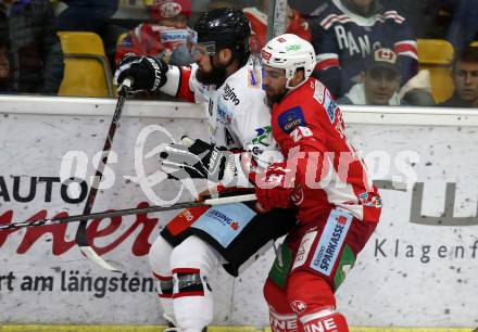EBEL. Eishockey Bundesliga. KAC gegen HC Orli Znojmo. Martin Schumnig, (KAC), Jan Lattner (HC Orli Znojmo). Klagenfurt, am 28.10.2018.
Foto: Kuess

---
pressefotos, pressefotografie, kuess, qs, qspictures, sport, bild, bilder, bilddatenbank