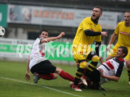 Fussball. Unterliga West. Nussdorf gegen Fuernitz. Dominik Sporer,  Thomas Infeld (Nussdorf), Nemanja Andrijevic (Fuernitz). Nussdorf, 27.10.2018.
Foto: Kuess
---
pressefotos, pressefotografie, kuess, qs, qspictures, sport, bild, bilder, bilddatenbank