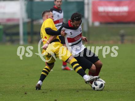 Fussball. Unterliga West. Nussdorf gegen Fuernitz.  Dominik Tagger (Nussdorf), Marin Bratic (Fuernitz). Nussdorf, 27.10.2018.
Foto: Kuess
---
pressefotos, pressefotografie, kuess, qs, qspictures, sport, bild, bilder, bilddatenbank