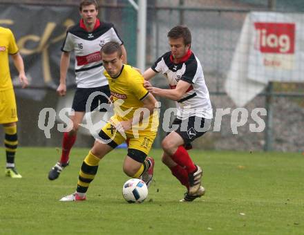 Fussball. Unterliga West. Nussdorf gegen Fuernitz. Tobias Jeller (Nussdorf),  Asmir Halilovic (Fuernitz). Nussdorf, 27.10.2018.
Foto: Kuess
---
pressefotos, pressefotografie, kuess, qs, qspictures, sport, bild, bilder, bilddatenbank