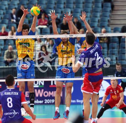 Volleyball Champions League. SK Posojilnica Aich/Dob gegen United Volley Rhein-Main. Kacper Stelmach, Michal Hruska  (Aich/Dob). Klagenfurt, am 31.10.2018.
Foto: Kuess
---
pressefotos, pressefotografie, kuess, qs, qspictures, sport, bild, bilder, bilddatenbank