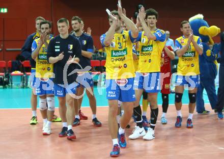 Volleyball Champions League. SK Posojilnica Aich/Dob gegen United Volley Rhein-Main. Michal Hruska, Kacper Stelmach  (Aich/Dob). Klagenfurt, am 31.10.2018.
Foto: Kuess
---
pressefotos, pressefotografie, kuess, qs, qspictures, sport, bild, bilder, bilddatenbank