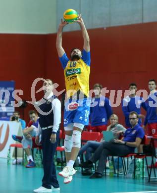Volleyball Champions League. SK Posojilnica Aich/Dob gegen United Volley Rhein-Main. Jure Kasnik  (Aich/Dob). Klagenfurt, am 31.10.2018.
Foto: Kuess
---
pressefotos, pressefotografie, kuess, qs, qspictures, sport, bild, bilder, bilddatenbank