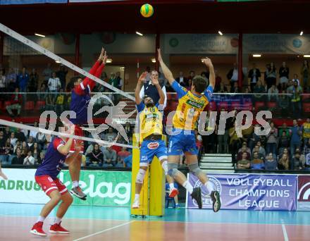 Volleyball Champions League. SK Posojilnica Aich/Dob gegen United Volley Rhein-Main.  Jure Kasnik, Federico Jorge Franetovich (Aich/Dob). Klagenfurt, am 31.10.2018.
Foto: Kuess
---
pressefotos, pressefotografie, kuess, qs, qspictures, sport, bild, bilder, bilddatenbank