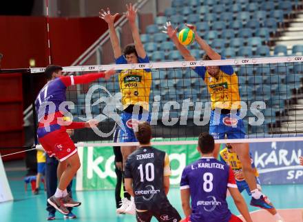 Volleyball Champions League. SK Posojilnica Aich/Dob gegen United Volley Rhein-Main.  Kacper Stelmach, Michal Hruska (Aich/Dob). Klagenfurt, am 31.10.2018.
Foto: Kuess
---
pressefotos, pressefotografie, kuess, qs, qspictures, sport, bild, bilder, bilddatenbank