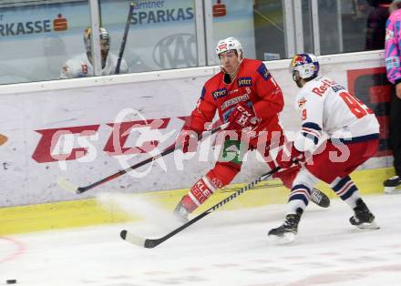 EBEL. Eishockey Bundesliga. KAC gegen EC Red Bull Salzburg. Petersen Nicholas Eric  (KAC), Baltram Florian (Salzburg). Klagenfurt, am 2.11.2018.
Foto: Kuess

---
pressefotos, pressefotografie, kuess, qs, qspictures, sport, bild, bilder, bilddatenbank