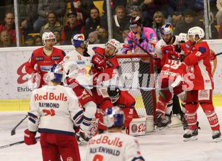 EBEL. Eishockey Bundesliga. KAC gegen EC Red Bull Salzburg. Liivik Siim (KAC), Schiechl Michael (Salzburg). Klagenfurt, am 2.11.2018.
Foto: Kuess

---
pressefotos, pressefotografie, kuess, qs, qspictures, sport, bild, bilder, bilddatenbank