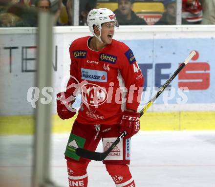 EBEL. Eishockey Bundesliga. KAC gegen EC Red Bull Salzburg.  Torjubel Adam Comrie (KAC). Klagenfurt, am 2.11.2018.
Foto: Kuess

---
pressefotos, pressefotografie, kuess, qs, qspictures, sport, bild, bilder, bilddatenbank