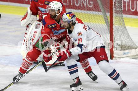 EBEL. Eishockey Bundesliga. KAC gegen EC Red Bull Salzburg. David Joseph Fischer, (KAC), Raphael Herburger  (Salzburg). Klagenfurt, am 2.11.2018.
Foto: Kuess

---
pressefotos, pressefotografie, kuess, qs, qspictures, sport, bild, bilder, bilddatenbank