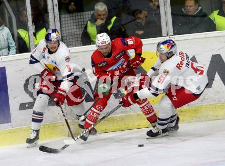EBEL. Eishockey Bundesliga. KAC gegen EC Red Bull Salzburg. Richter Marco (KAC), Rauchenwald Alexander, Trattnig Matthias (Salzburg). Klagenfurt, am 2.11.2018.
Foto: Kuess

---
pressefotos, pressefotografie, kuess, qs, qspictures, sport, bild, bilder, bilddatenbank