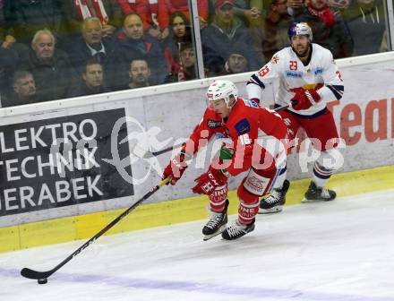 EBEL. Eishockey Bundesliga. KAC gegen EC Red Bull Salzburg. Harand Patrick (KAC), Harris Brant (Salzburg). Klagenfurt, am 2.11.2018.
Foto: Kuess

---
pressefotos, pressefotografie, kuess, qs, qspictures, sport, bild, bilder, bilddatenbank