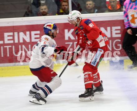 EBEL. Eishockey Bundesliga. KAC gegen EC Red Bull Salzburg. Richter Marco (KAC),  Pallestrang Alexander (Salzburg). Klagenfurt, am 2.11.2018.
Foto: Kuess

---
pressefotos, pressefotografie, kuess, qs, qspictures, sport, bild, bilder, bilddatenbank