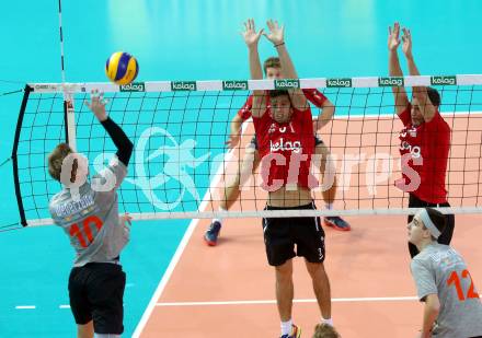 AVL. Volleyball Bundesliga. VBK Woerthersee Loewen Klagenfurt gegen UVC Ried/Innkreis. Maximilia Trummer, Simon Baldauf (Klagenfurt). Klagenfurt, am 3.11.2018.
Foto: Kuess
---
pressefotos, pressefotografie, kuess, qs, qspictures, sport, bild, bilder, bilddatenbank