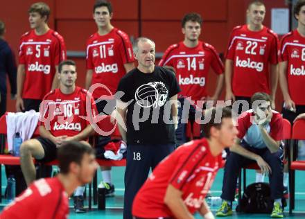 AVL. Volleyball Bundesliga. VBK Woerthersee Loewen Klagenfurt gegen UVC Ried/Innkreis.  Trainer Beppo Huber (Klagenfurt). Klagenfurt, am 3.11.2018.
Foto: Kuess
---
pressefotos, pressefotografie, kuess, qs, qspictures, sport, bild, bilder, bilddatenbank