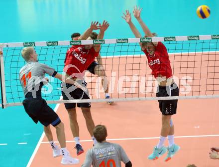 AVL. Volleyball Bundesliga. VBK Woerthersee Loewen Klagenfurt gegen UVC Ried/Innkreis. Markus Schloffer, David Petschnig (Klagenfurt). Klagenfurt, am 3.11.2018.
Foto: Kuess
---
pressefotos, pressefotografie, kuess, qs, qspictures, sport, bild, bilder, bilddatenbank