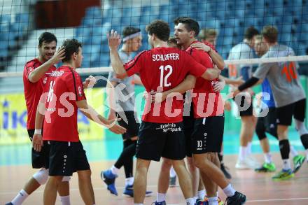 AVL. Volleyball Bundesliga. VBK Woerthersee Loewen Klagenfurt gegen UVC Ried/Innkreis. Jubel (Klagenfurt). Klagenfurt, am 3.11.2018.
Foto: Kuess
---
pressefotos, pressefotografie, kuess, qs, qspictures, sport, bild, bilder, bilddatenbank