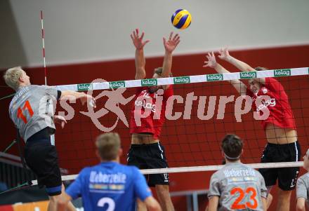 AVL. Volleyball Bundesliga. VBK Woerthersee Loewen Klagenfurt gegen UVC Ried/Innkreis. Markus Schloffer, David Petschnig (Klagenfurt). Klagenfurt, am 3.11.2018.
Foto: Kuess
---
pressefotos, pressefotografie, kuess, qs, qspictures, sport, bild, bilder, bilddatenbank