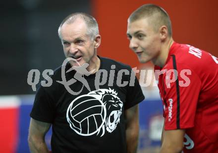 AVL. Volleyball Bundesliga. VBK Woerthersee Loewen Klagenfurt gegen UVC Ried/Innkreis. Trainer Beppo Huber (Klagenfurt). Klagenfurt, am 3.11.2018.
Foto: Kuess
---
pressefotos, pressefotografie, kuess, qs, qspictures, sport, bild, bilder, bilddatenbank