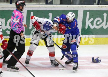 EBEL. Eishockey Bundesliga. EC VSV gegen HC TWK Innsbruck. Nicolas Petrik,  (VSV), Mario Lamoureux (Innsbruck). Villach, am 4.11.2018.
Foto: Kuess 


---
pressefotos, pressefotografie, kuess, qs, qspictures, sport, bild, bilder, bilddatenbank