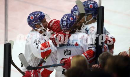 EBEL. Eishockey Bundesliga. EC VSV gegen HC TWK Innsbruck. Torjubel(Innsbruck). Villach, am 4.11.2018.
Foto: Kuess 


---
pressefotos, pressefotografie, kuess, qs, qspictures, sport, bild, bilder, bilddatenbank