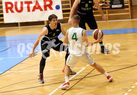 Basketball 2. Bundesliga. Grunddurchgang 4. Runde. KOS Celovec gegen  Basket Flames. Jan Razdevsek  (KOS), Michael  Diesner (Basket Flames). Klagenfurt, am 4.11.2018.
Foto: Kuess
---
pressefotos, pressefotografie, kuess, qs, qspictures, sport, bild, bilder, bilddatenbank