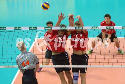 AVL. Volleyball Bundesliga. VBK Woerthersee Loewen Klagenfurt gegen UVC Ried/Innkreis. Markus Schloffer, David Petschnig (Klagenfurt). Klagenfurt, am 3.11.2018.
Foto: Kuess
---
pressefotos, pressefotografie, kuess, qs, qspictures, sport, bild, bilder, bilddatenbank