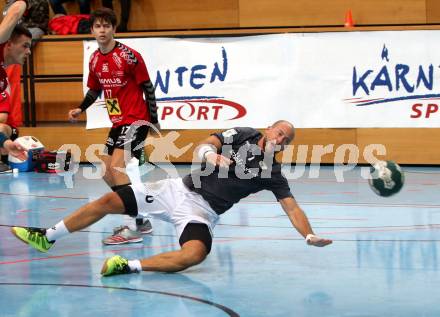 Handball Bundesliga. Schlafraum.at Kaernten gegen HSG Remus Baernbach/Koeflach.  Leopold Wagner (Schlafraum.at). Klagenfurt, am 3.11.2018.
Foto: Kuess
---
pressefotos, pressefotografie, kuess, qs, qspictures, sport, bild, bilder, bilddatenbank