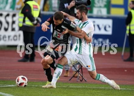 Fussball tipico Bundesliga. RZ Pellets WAC gegen SK Rapid Wien. Lukas Schmitz,  (WAC), Marvin Potzmann (Rapid). Wolfsberg, am 11.11.2018.
Foto: Kuess

---
pressefotos, pressefotografie, kuess, qs, qspictures, sport, bild, bilder, bilddatenbank