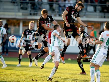 Fussball tipico Bundesliga. RZ Pellets WAC gegen SK Rapid Wien. Mario Leitgeb, Michael Novak,  (WAC), Christopher Dibon (Rapid). Wolfsberg, am 11.11.2018.
Foto: Kuess

---
pressefotos, pressefotografie, kuess, qs, qspictures, sport, bild, bilder, bilddatenbank