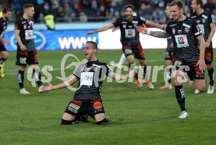 Fussball tipico Bundesliga. RZ Pellets WAC gegen SK Rapid Wien. Torjubel Michael Liendl, Michael Liendl, Mario Leitgeb, Michael Novak (WAC). Wolfsberg, am 11.11.2018.
Foto: Kuess

---
pressefotos, pressefotografie, kuess, qs, qspictures, sport, bild, bilder, bilddatenbank