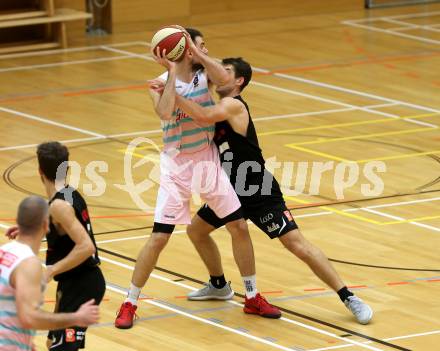 Basketball 2. Bundesliga. Grunddurchgang 6. Runde. Raiders Villach gegen BK Mattersburg Rocks.  Antonio Boban  (Villach), Marko Soldo (Mattersburg). Klagenfurt, am 10.11.2018.
Foto: Kuess
---
pressefotos, pressefotografie, kuess, qs, qspictures, sport, bild, bilder, bilddatenbank