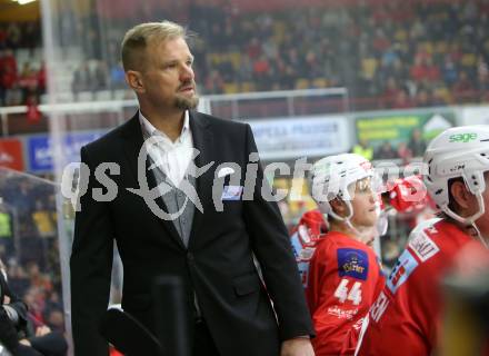 EBEL. Eishockey Bundesliga. KAC gegen EHC Liwest Black Wings Linz. Trainer Petri Matikainen  (KAC). Klagenfurt, am 13.11.2018.
Foto: Kuess

---
pressefotos, pressefotografie, kuess, qs, qspictures, sport, bild, bilder, bilddatenbank