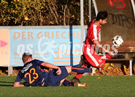 Fussball Kaerntner Liga KAC 1909 gegen Woelfnitz. Rebaz Hamasaleh,  (KAC), Daniel Wernig  (Woelfnitz). Klagenfurt, am 10.11.2018.
Foto: Kuess
---
pressefotos, pressefotografie, kuess, qs, qspictures, sport, bild, bilder, bilddatenbank