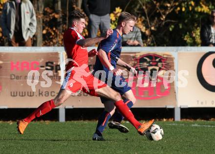 Fussball Kaerntner Liga KAC 1909 gegen Woelfnitz. Lukas Matthias Hausott,  (KAC),  Andreas Walcher (Woelfnitz). Klagenfurt, am 10.11.2018.
Foto: Kuess
---
pressefotos, pressefotografie, kuess, qs, qspictures, sport, bild, bilder, bilddatenbank