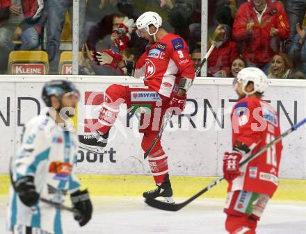 EBEL. Eishockey Bundesliga. KAC gegen EHC Liwest Black Wings Linz. Torjubel David Joseph Fischer (KAC). Klagenfurt, am 13.11.2018.
Foto: Kuess

---
pressefotos, pressefotografie, kuess, qs, qspictures, sport, bild, bilder, bilddatenbank