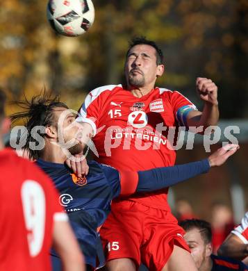 Fussball Kaerntner Liga KAC 1909 gegen Woelfnitz. Manuel Wallner,  (KAC),   Florian Bidovec (Woelfnitz). Klagenfurt, am 10.11.2018.
Foto: Kuess
---
pressefotos, pressefotografie, kuess, qs, qspictures, sport, bild, bilder, bilddatenbank