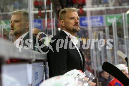 EBEL. Eishockey Bundesliga. KAC gegen EHC Liwest Black Wings Linz.  Trainer Petri Matikainen (KAC). Klagenfurt, am 13.11.2018.
Foto: Kuess

---
pressefotos, pressefotografie, kuess, qs, qspictures, sport, bild, bilder, bilddatenbank