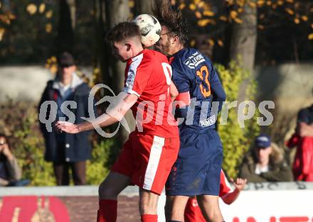 Fussball Kaerntner Liga KAC 1909 gegen Woelfnitz. Lukas Matthias Hausott,  (KAC), Florian Bidovec  (Woelfnitz). Klagenfurt, am 10.11.2018.
Foto: Kuess
---
pressefotos, pressefotografie, kuess, qs, qspictures, sport, bild, bilder, bilddatenbank