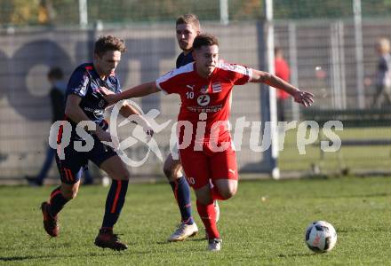 Fussball Kaerntner Liga KAC 1909 gegen Woelfnitz. Markus Pavic,  (KAC),   Lukas Michael Rutnig (Woelfnitz). Klagenfurt, am 10.11.2018.
Foto: Kuess
---
pressefotos, pressefotografie, kuess, qs, qspictures, sport, bild, bilder, bilddatenbank