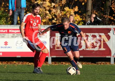 Fussball Kaerntner Liga KAC 1909 gegen Woelfnitz. Harald Pichler,  (KAC),   Daniel Wernig (Woelfnitz). Klagenfurt, am 10.11.2018.
Foto: Kuess
---
pressefotos, pressefotografie, kuess, qs, qspictures, sport, bild, bilder, bilddatenbank