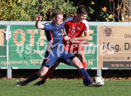 Fussball Kaerntner Liga KAC 1909 gegen Woelfnitz. Nino Martinak,  (KAC),   Andreas Walcher (Woelfnitz). Klagenfurt, am 10.11.2018.
Foto: Kuess
---
pressefotos, pressefotografie, kuess, qs, qspictures, sport, bild, bilder, bilddatenbank
