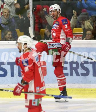 EBEL. Eishockey Bundesliga. KAC gegen EHC Liwest Black Wings Linz. Torjubel David Joseph Fischer (KAC). Klagenfurt, am 13.11.2018.
Foto: Kuess

---
pressefotos, pressefotografie, kuess, qs, qspictures, sport, bild, bilder, bilddatenbank
