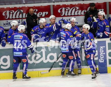 EBEL. Eishockey Bundesliga. EC VSV gegen Vienna Capitals. Torjubel 	Lanzinger Benjamin, Petrik Nikolas,  (VSV). Villach, am 16.11.2018.
Foto: Kuess 


---
pressefotos, pressefotografie, kuess, qs, qspictures, sport, bild, bilder, bilddatenbank