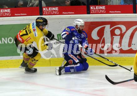 EBEL. Eishockey Bundesliga. EC VSV gegen Vienna Capitals. 	Pollastrone Jerry (VSV), Mullen Patrick Joseph (Vienna Capitals). Villach, am 16.11.2018.
Foto: Kuess 


---
pressefotos, pressefotografie, kuess, qs, qspictures, sport, bild, bilder, bilddatenbank