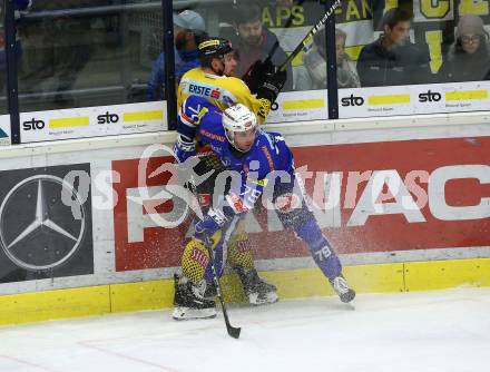 EBEL. Eishockey Bundesliga. EC VSV gegen Vienna Capitals. Down Blaine (VSV), 	Arniel James (Vienna Capitals). Villach, am 16.11.2018.
Foto: Kuess 


---
pressefotos, pressefotografie, kuess, qs, qspictures, sport, bild, bilder, bilddatenbank