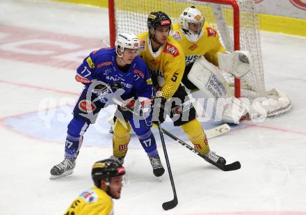 EBEL. Eishockey Bundesliga. EC VSV gegen Vienna Capitals. 	Wohlfahrt Philipp (VSV), Hackl Dominic (Vienna Capitals). Villach, am 16.11.2018.
Foto: Kuess 


---
pressefotos, pressefotografie, kuess, qs, qspictures, sport, bild, bilder, bilddatenbank