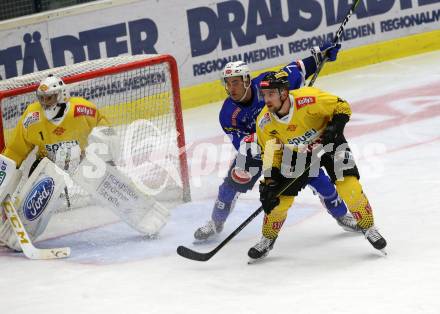 EBEL. Eishockey Bundesliga. EC VSV gegen Vienna Capitals. Down Blaine (VSV), Arniel James, Lamoureux Jean Philippe (Vienna Capitals). Villach, am 16.11.2018.
Foto: Kuess 


---
pressefotos, pressefotografie, kuess, qs, qspictures, sport, bild, bilder, bilddatenbank